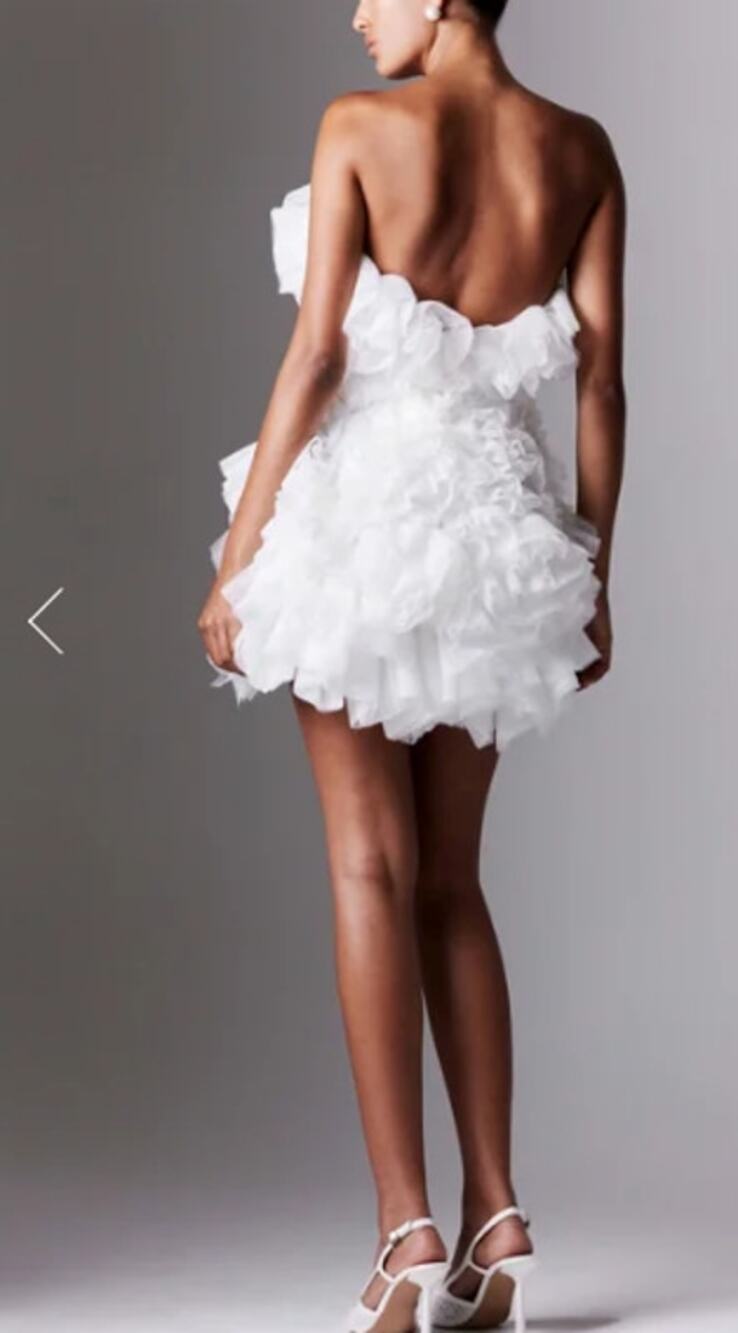 Sébastien Luke Ivory Strapless Ruffled Lace Mini Dress sz 8 NWT